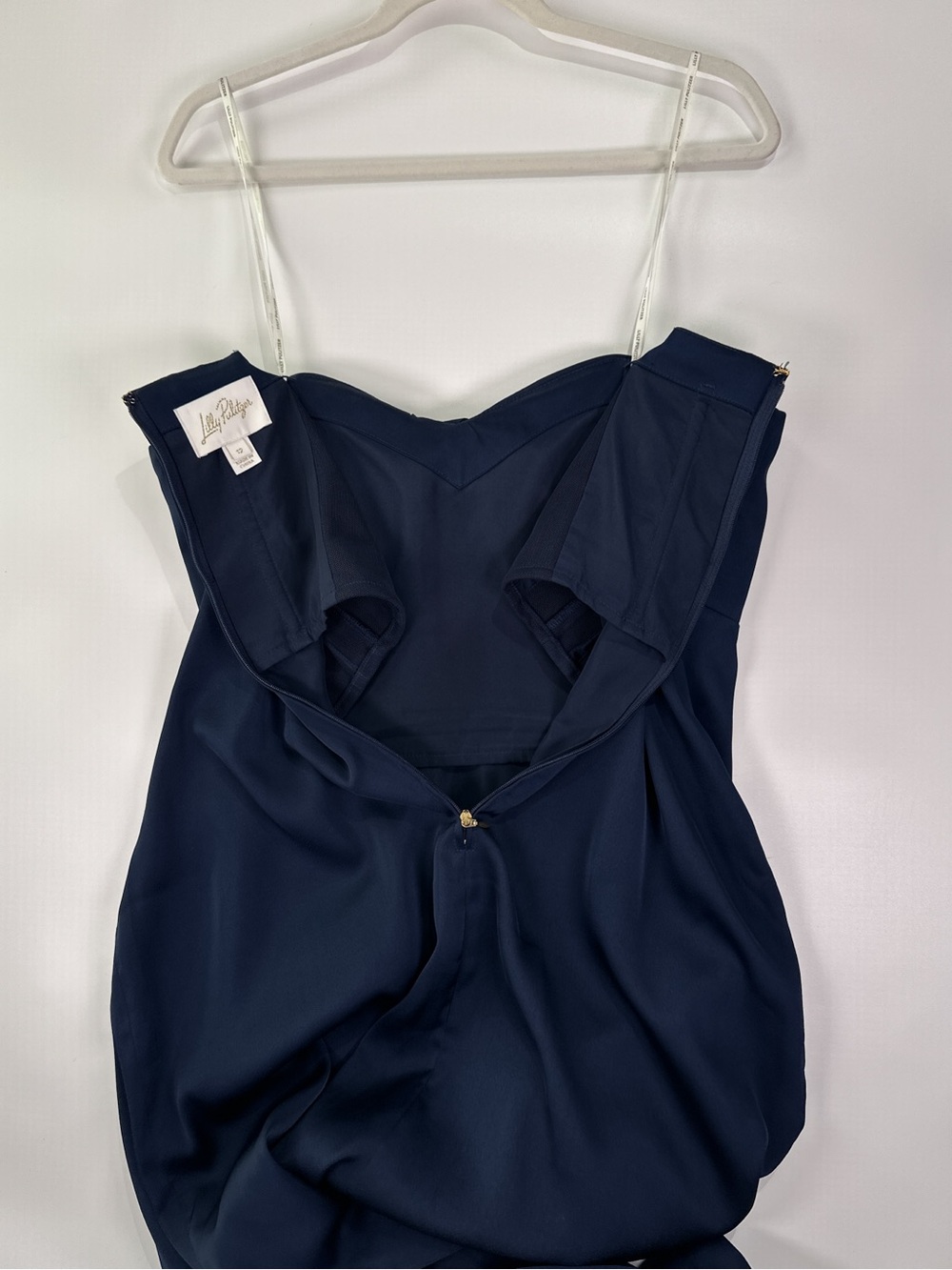 Lilly Pulitzer Carlynn Strapless Bow Side Slit Polyester Maxi Dress Navy Blue 12 - Picture 6 of 15